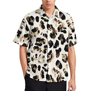 Aquarel Luipaard Cheetah Skin Hawaiiaanse Shirt Voor Mannen Zomer Strand Casual Korte Mouw Button Down Shirts met Zak