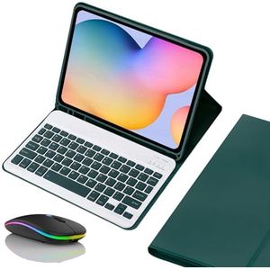 Toetsenbordhoes voor Samsung Galaxy Tab S8 Ultra/S9 Ultra/S10 Ultra 14.6'' 2024, Magnetisch Afneembaar Draadloos Achtergrondverlichting Toetsenbord met Bluetooth Muis,Dark green