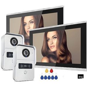 Walkie-talkie, 2MP 1080P 10-Inch Video Intercom Touchscreen Grote Tuya Draadloze POE Bedrade Deurbel for Villa Platte RFID Toegangscontrole(2v2)