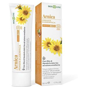 BIOS LINE Eudermale Biologische Arnica Zalf, Kalmerende Zalf, geschikt voor massage bij lokaal ongemak, met zoete amandelolie, 50 ml