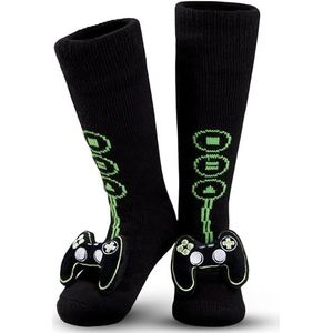 CityComfort Pluizige sokken voor heren en jongeren, zachte, warme 3D-gamingpantoffelsokken met antislippads, maat 4-9, loungewear cadeaus voor hem, Zwart, 37-41 EU