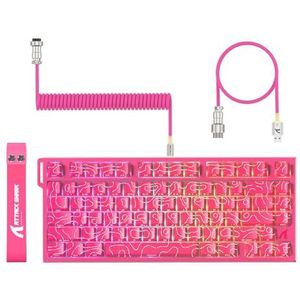 ATTACK SHARK R82 HE Bedrade 75% Gaming Toetsenbord, met C01ULTRA LED-kabel, Magnetische Switches, 8000Hz, 0,005mm RT-Technologie, RGB-verlichting, 5-Lagen Geluiddemping(Roze contouren)