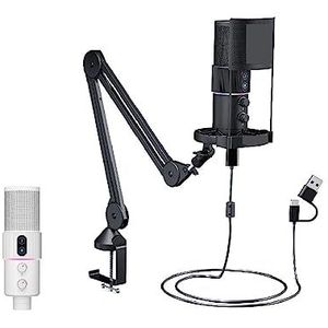 Geluidskaartset, STA-U2A Studio Condensator USB Computer Microfoon Kit Met Verstelbare Scissor Arm Stand Shock Mount for Voice Over(STA U2D)