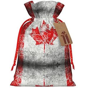 Canada Vlag Hennep Gebundelde Gift Bag Kerst Opbergtas Geschikt Voor Kerstfeest Gift Verpakking
