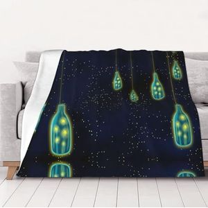 OKFSTY Wasbare, dubbelzijdige dikke mooie fles onder de nachtelijke hemel, warme pluche dekens voor bank, bank, bed, 152 x 203 cm
