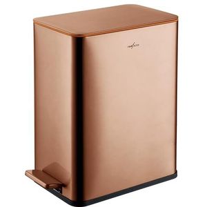 RedFactor Pedaalemmer, dun, 10 l, van roestvrij staal, deksel met zachte sluiting en afneembare binnenemmer voor badkamer, keuken, kantoor of slaapkamer (koper)