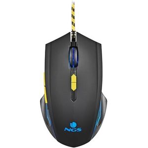 NGS GMX-123 - USB Bedrade LED-verlichting Gamingmuis, 6 Knoppen, Verstelbare Optische Sensor, PC & Laptop Compatibel/PS/Xbox/Nintendo Switch/Tablets/Telefoons, Precisie & Controle, Zwart
