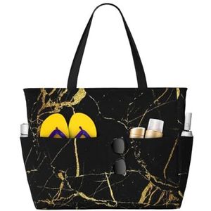 HDTVTV Zwart goud marmer, grote strandtas schoudertas voor dames - Tote tas handtas met handgrepen, zoals afgebeeld, Eén maat