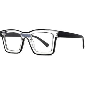 Geschenken voor halloween, Brilmonturen Vierkant Acetaat Multicolor Met Lenzen Unisex(Nero)