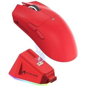 ATTACK SHARK X11 Gamingmuis met magnetisch oplaadstation, PixArt PAW3311 gamingsensor, BT/2.4G draadloos/bedrade gamingmuis, 22000 DPI, kantoormuizen en gamermuizen voor Win11/Xbox/PS/Mac (rood)