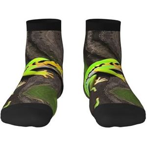Groene gekko's print veelzijdige sportsokken voor casual en sportkleding, geweldige pasvorm voor voetmaten 36-45, Groene gekko's, Eén Maat