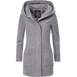 Marikoo Maikoo Winterjas voor dames, warme wollen mantel, lang, met capuchon, XS-XXL, grijs, XL
