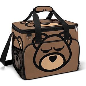 Bear Head Grappige Koeltas Opvouwbare Draagbare Geïsoleerde Zakken Lunch Tote Tas Met Meerdere Zakken Voor Strand, Picknick, Camping, Werk