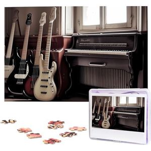 KHiry Puzzels 1000 stuks gepersonaliseerde legpuzzels gitaar bas muziek muziekinstrumenten foto puzzel uitdagende foto puzzel voor volwassenen Personaliz Jigsaw met opbergtas (29,5"" x 19,7"")