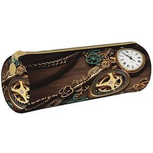 Onder zee Gedrukt Lederen Etui Pen Pouch Potlood Tas Cosmetische Make-up Tas Kantoor Opbergtas Voor Mannen Vrouwen, Steampunk horloges sleutels en kettingen, Eén maat, Munten Pouch