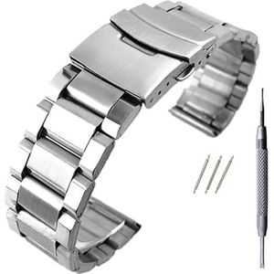 Horlogebanden Horlogebanden Roestvrij stalen horlogeband Polsband Zilverkleurige metalen horlogeband met vouwsluiting for heren Dames Vervanging Man vrouw (Size : 20mm)