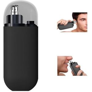 Pishengfa Draagbare neushaartrimmer, draagbare oor- en neushaartrimmer voor mannen en vrouwen, wasbare elektrische snijkop, Type-C oplaadbare neushaartrimmer met stofbeschermkap (zwart)