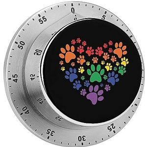 Hond Poot Hart Mechanische Wind Up Timer Rvs Roterende Alarm Handleiding 60 Minuten Countdown Voor Koken Leren
