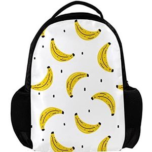 Rugzak voor vrouwen en man, School reizen werk Rugzak Geel Banaan Patroon Zomer Fruit, Meerkleurig, 27.5x13x40cm, Rugzak Rugzakken