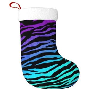 Kfjghhl Paars Blauw Groen Camouflage Zebra Strepen Grote Xmas Kous Sneeuwpop Gedrukt Patroon Sokken Kerst Opknoping Tassen Home Decoraties