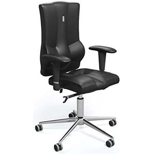 KULIK SYSTEM Ergonomische bureaustoel, comfortabele en verstelbare stoel met rug- en lendensteun, gepatenteerd design, Elegance Eco leer, zwart