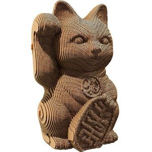 CARTONIC 3D-puzzelset – Lucky Cat – 3D-puzzel van karton – karton verandert in een figuur in reliëf – alle leeftijden – 93-delige 3D-kaartpuzzel