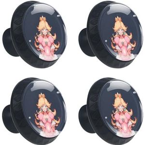 QIAOCEN Voor Princess Peach ABS glazen deurknoppen kast handgrepen set van 4 met schroeven voor keuken, slaapkamer, ijdelheid, badkamerkasten