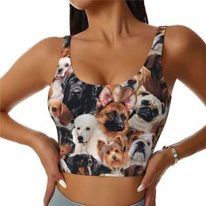 Veel honden bedrukken gewatteerde tanktops met ingebouwde beha, perfect voor yoga, training en hardlopen