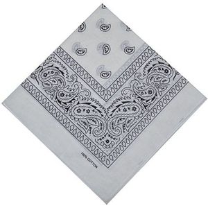 Schals & Tücher Bandana-halsdoek, voor motorrijders, set van 1, 3, 6, 12 of 24 stuks, Nicki-sjaal paisley-hoofddoek, 100% katoen, wit