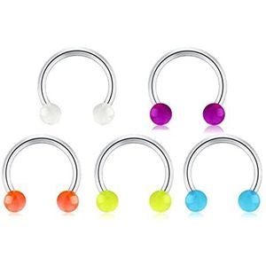 Neuspiercing 5pcs 8mm 10mm acryl hoefijzer neus septum ringen piercing sieraden kraakbeen helix tragus oorbel lip smiley piercing retainer Helixpiercing (Color : 6, Size : 10MM)