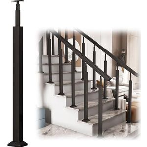 Balustrade Post Trapleuningpaal Voor Garage Op Zolder, Veranda, Zwarte Vierkante Hekpaal Met Verstelbare Bovenkant En Schroefsets, Balusterskolom (Size : 75cm/29.5 inch)