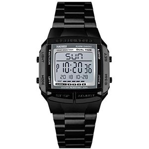 RORIOS Digitale Horloges Militaire Jongens Sport LED Elektronische Pols Horloges met Alarm Timer Rvs Armband Horloges Man, Zwart, armband