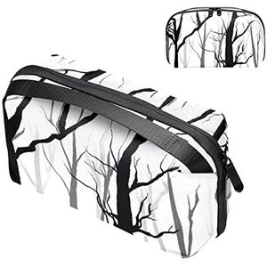 Make-up tas voor op reis,bos boom silhouet,Make-up Pouch Handtas Vrouwen Cosmetische Organizer Grote Tas