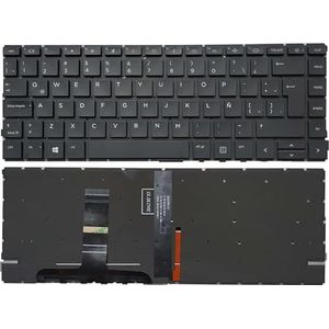 Verlicht Amerikaans/Brits/Spaans/Latijns toetsenbord voor HP ProBook 14 445 G8 440 met palmrest, bovenste cover en touchpad(Latin Keyboard)