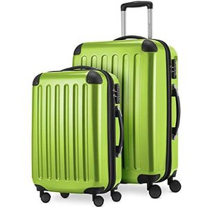 HAUPTSTADTKOFFER - Alex - 2-delige kofferset harde schaal glanzend, middelgrote koffer 65 cm + handbagage 55 cm, 74 + 42 liter, TSA, appelgroen, 65 cm, Kofferset