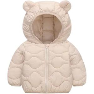 Kinderdonsjack Ultrazachte geïsoleerde jassen Kinderen Warme winterkleding Jongens Meisjes Lichtgewicht gewatteerde bovenkleding Winddichte capuchon Winterjassen Jas for jongens en meisjes(Beige,130 F