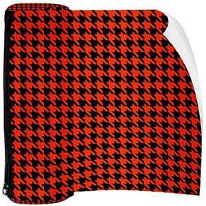 Potlood Case Pen Tas Houder met Rits Coin Organizer Tassen Make-up Cosmetische Pouch voor Vrouwen Tiener Meisjes Jongens Kinderen, Oranje Zwart Houndstooth Tartan Patroon