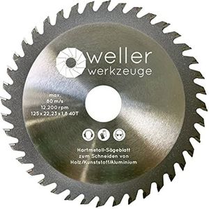 WELLERWERKZEUGE | Hardmetalen allessnijblad zaagblad 125 mm 40 tanden TCT aluminium koper hout non-metalen slijpschijf