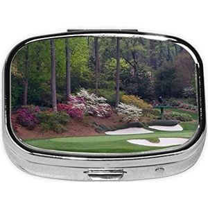 Mini vierkante pillendoos, medicijnorganizer, draagbare EHBO-doos, reispillendoos met 2 vakken, kleine pillendoos voor zak of portemonnee