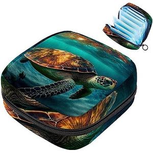 MUOOUM Onderwater zeeschildpad maandverband opbergtas menstruatie pad tas draagbare menstruatie cup zakje met rits voor tiener meisjes vrouwen dames