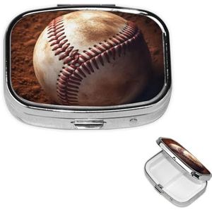 Pillendoos Geneeskunde Pil Organizer Honkbal Kleine Pil Case Reizen Pil Container Draagbare Pillendoos voor Pocket 2 Compartiment Pillenhouder Pillendozen voor Reizen