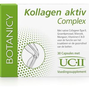 BOTANICY Collageen Aktiv Complex - uniek kraakbeen-/botcomplex met gepatenteerd UC-II-collageen, 100% natuurlijk voor botten en gewrichtsgezondheid (30 capsules, maandverpakking)