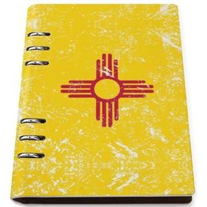 New Mexico State Flag2 A5 Notebook 6 Ring PU Lederen Cover Hervulbare Losse Blad Persoonlijke Journal