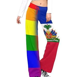 LGBT Pride Haïti Vlag Yoga Broek Voor Vrouwen Casual Broek Lounge Broek Trainingspak met Trekkoord XL