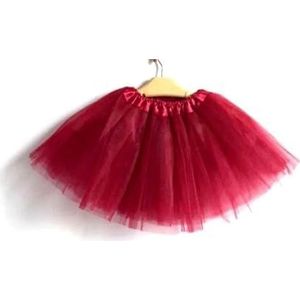 WLTYSM Tutu rok van nettule voor dames, prinsessen-tutu-rok, onderjurk in feestkostuum, licht, elastisch, tutu-rok voor dames, klassiek (wijnrood)