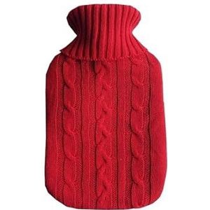 Warmwaterkruik 2000 ml warmwaterzak hoes warmwaterzak naaldhoes draagbare warme handbash doek warme hand zachte zak voor warmwaterflessen warmwaterzak (rood-2000 ml)