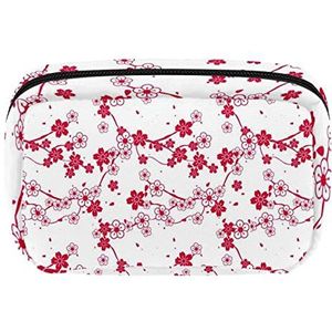 Cherry Blossom Nature Travel Gepersonaliseerde Make-up Bag Cosmetische tas Toiletry tas voor vrouwen en meisjes, Meerkleurig, 17.5x7x10.5cm/6.9x4.1x2.8in