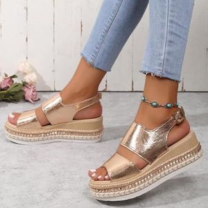 Maat Lage Sandalen Vrouw Lederen Muffins Schoen 2023 Zomer Pak Vrouwelijke Beige Damesschoenen Wig Open Teen lage Hakken (Kleur : 1, Size : 40 EU)