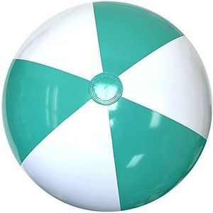 AURAMAX 91 cm leeggelopen maat effen gekoppelde groenblauwe en witte strandbal - opblaasbaar tot 65 cm diameter