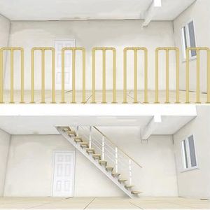 HEFJIAYCIQ Deck Iron Pipe Railing Kit, Indoor Loft Smeedijzeren Hekwerk Leuningbalusters, Voor Buitenterrassen, Veranda's En Balkons,Goud,90cm/2.9ft